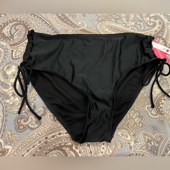 NWT Women’s Plus Xhilaration Black Tie Side High Waist Bikini Bottoms (14W) - Picture 1 of 4